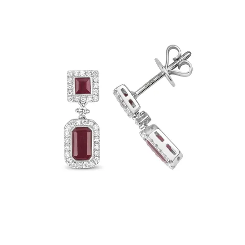 Ruby And Diamond Drop Earrings